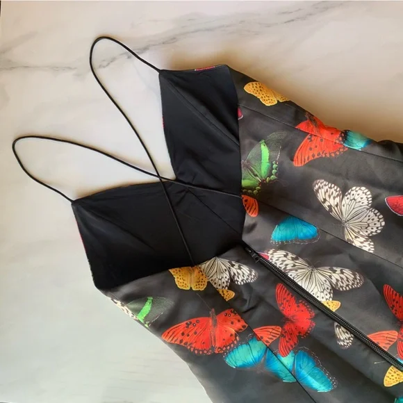 Alice + Olivia Black Butterfly Print Mini Dress - Picture 4 of 10